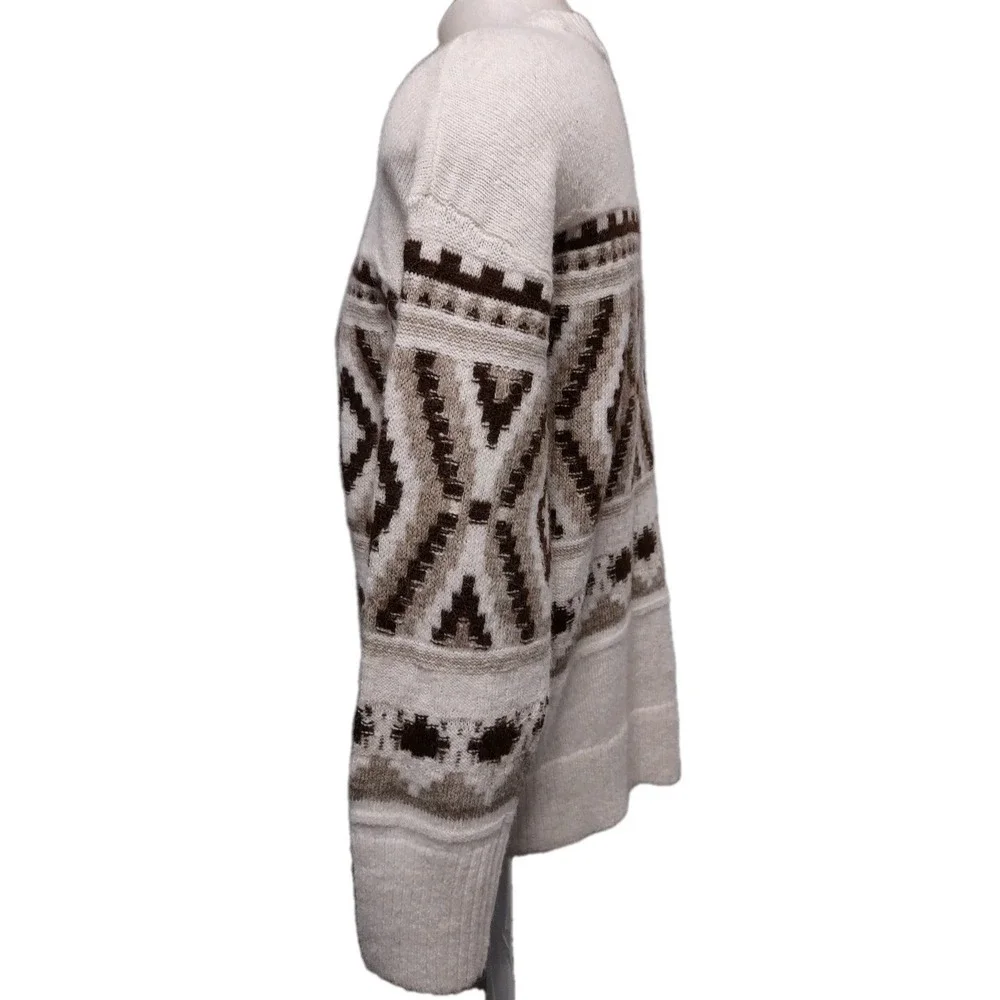 Old Navy Sweater Size M Mens Southwestern Boho Cabin Core Tan Geometric Crewneck